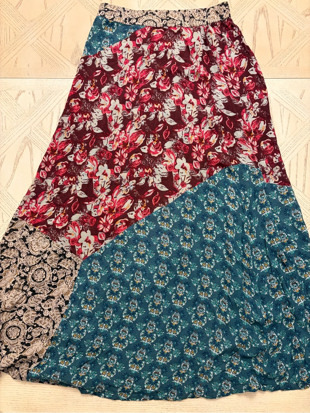Natural Life Skirt / Boho Patchwork Maxi Skirt NWT